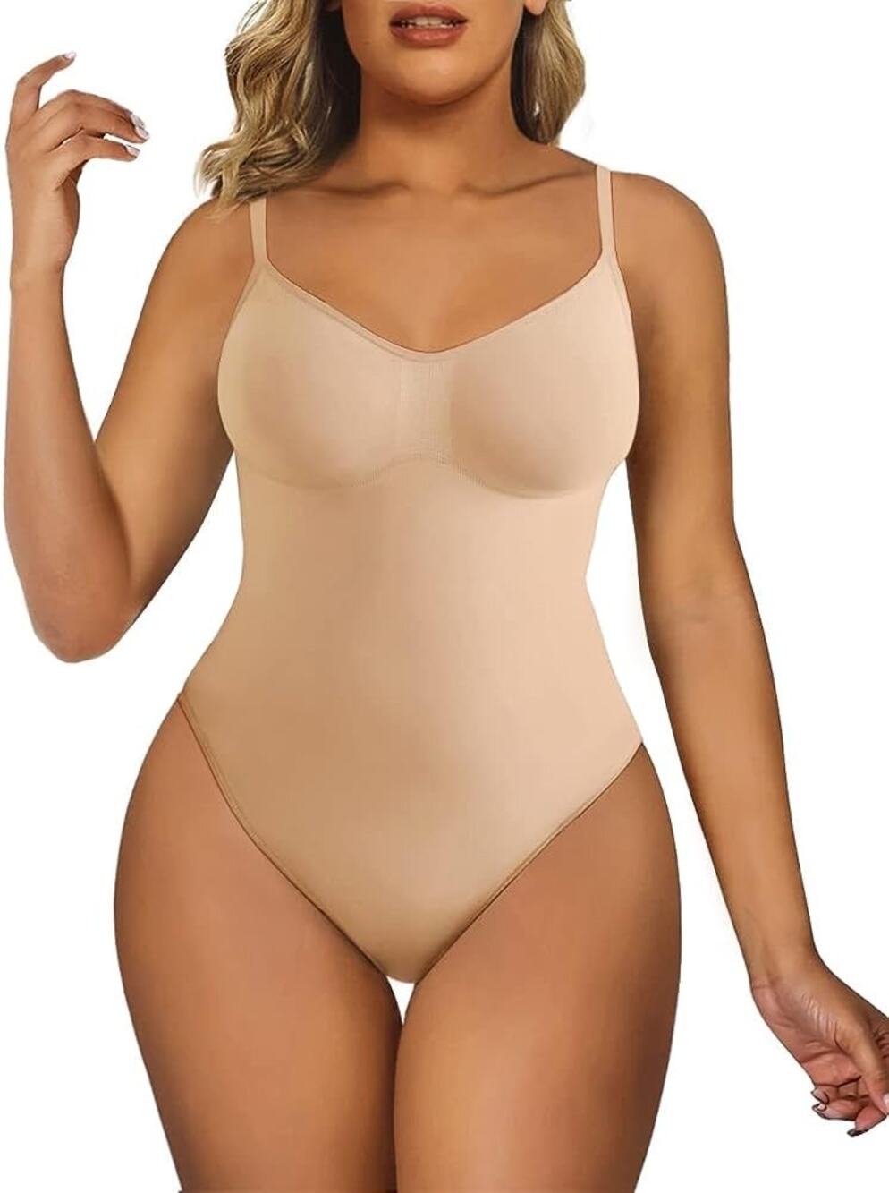 SHAPERX Women's Shapewear Bodysuit Body Shaper Seamless Beige 2X /3X